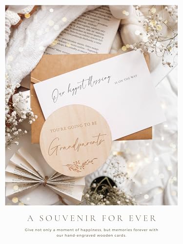 Image of Joli Coon Pregnancy announcement wooden card - You're going to be grandparents with pocketfold envelope and seal sticker - Baby announcement grandparents
