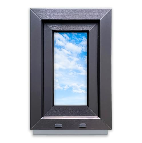 LORAC | Kunststofffenster Anthrazit-weiß 400x600mm, 40x60cm, kippbar, Standard-Fenster mit 2-fach Verglasung, energiesparend, Kellerfenster mit CE-Zertifikat, ideal für Wohnräume und Keller