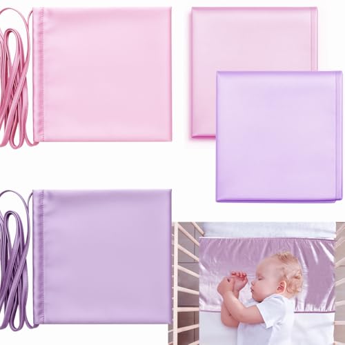 Image of Okueejur 2 Pcs Satin Bassinet Sheet Baby Hair Protect Soft Silk Feeling Sheet Baby Bassinet for Rectangle Cradle Pad Mattress Newborn Infant (Pink+Purple)