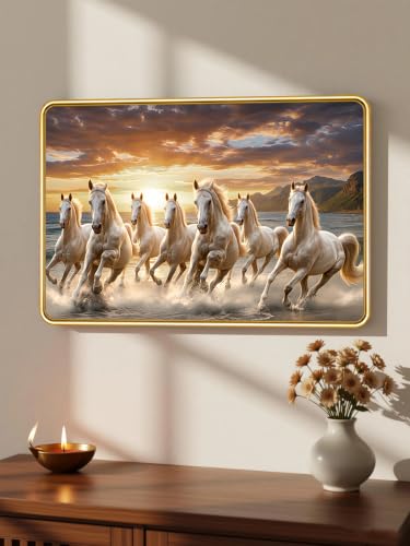 Image of 7 Running Horses Vastu Photo Frame, 16x24 Inch