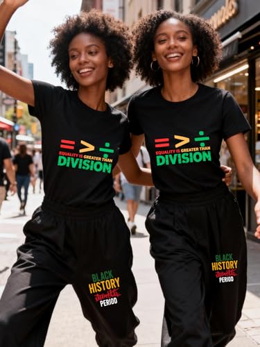 Image of Black History Pajamas, Graphic Matching Sets for Women, Magic Afro American Natural Hair Vintage Melanin T-Shirts and Pants