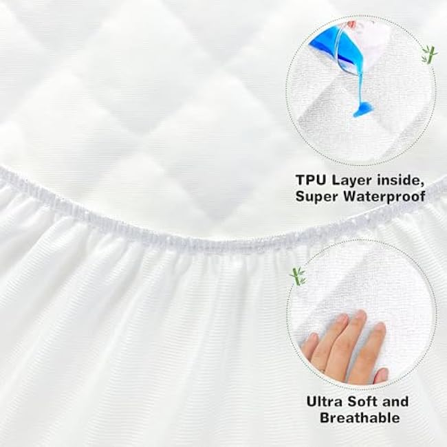 Waterproof Bassinet Mattress Pad Protector Cover Compliable with ANGELBLISS 3 in 1 Baby Bedside Bassinet, Ultra Soft, Breathable and Comfortable, 2 Pack
