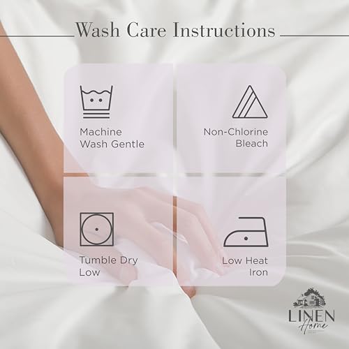 Image of Linen Home 100% Cotton Percale Sheets Full Size, Iris Lilac, Deep Pocket, 4 Pieces Set - 1 Flat, 1 Deep Pocket Fitted Sheet and 2 Pillowcases, Crisp Cool and Strong Bed Linen