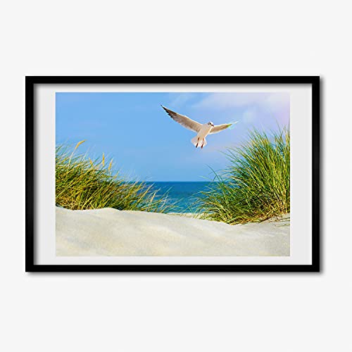 Peinture photo mouette sur la plage tableau décoratif MDF