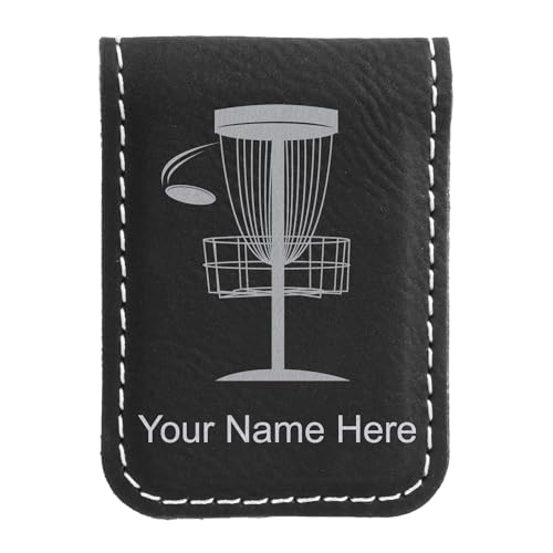LaserGram Slim Magnetic Money Clip, Disc Golf, Personalized Engraving Included (Black with Silver)