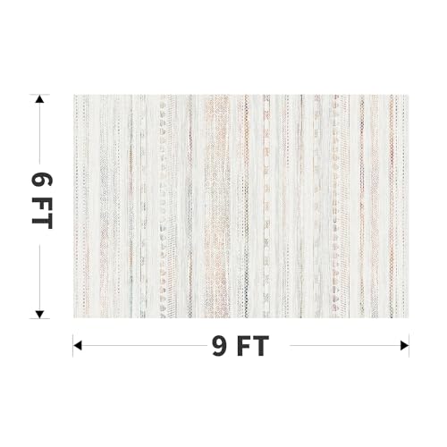 6x9 Area Rugs for Living Room Machine Washable Rug Distressed Indoor Carpet Neutral Moroccan Boho Rug Ultra Soft Area Rug for Bedroom Dining Room Playroom Office, Multi-Color