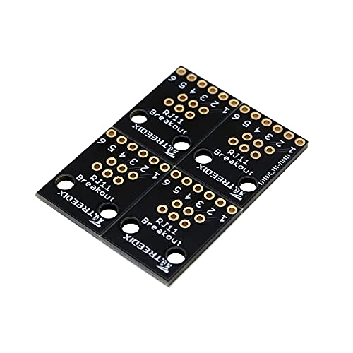 Treedix 4PCS placa breakout RJ11 6 pines negra miniatura 2