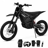 CEMOTO Electric Dirt Bike for Teens and Adults, 3000W Motor, 40 MPH, 48V 23Ah Battery, Hydraulic Brakes, Full Suspension Off-Road Electric Motorcycle (#03 D03 Pro 3000W - - Black)