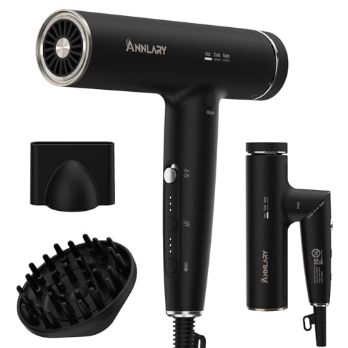 Plasma Ion Hair Dryer with Diffuser for Curly Hair, 110000 RPM Pr...