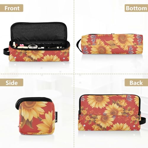 Bolsa de Viaje para Herramientas de Cabello Glowing Sunflower Roja Resistente al Calor Impermeable con Esterilla Extraíble para Plancha y Rizador miniatura 5