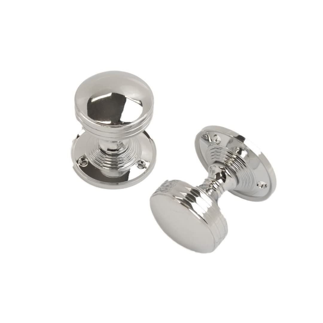 Vibe Chrome Ribbed Mortice Knob On Polished Door Handle Knob On Polished For Internal Doors