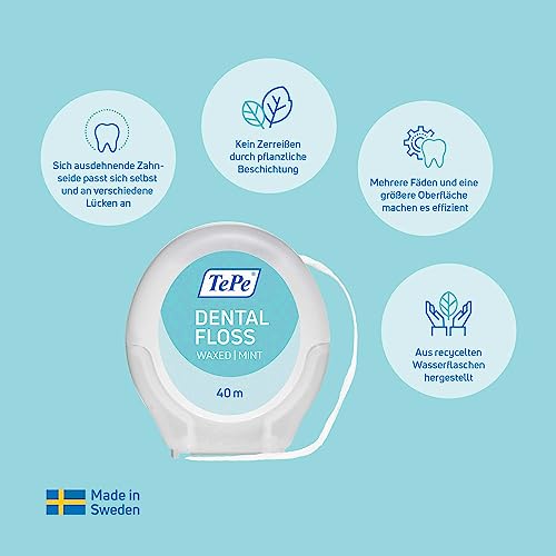 TePe Dental Floss, PFAS-freie Zahnseide, mehrere Fäden und eine vergrößerte Oberfläche sorgen für eine sanfte und effiziente Reinigung zwischen den Zähnen, für keine bis sehr kleine Lücken – Bild 7