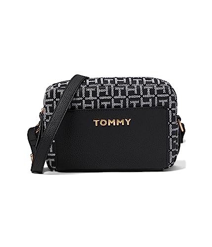 Tommy Hilfiger Alexis II Camera Crossbody Square Monograma Jacquard, Preto/branco, One Size
