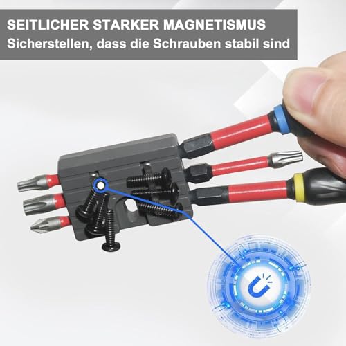Magnetischer Bit Halter Universal | Werkzeughalter für Schlagbohrer & Bohrmaschinen | Links & Rechts Montage | Anti-Rotations Design | Passend für Dewalt, Makita, Milwaukee(Grau）