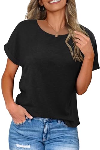 KISSMODA Summer Short Sleeve T Shirt Loose Fit Casual Dressy Women Top 2025 Trendy Ladies Fashion Blouses(S-3XL)
