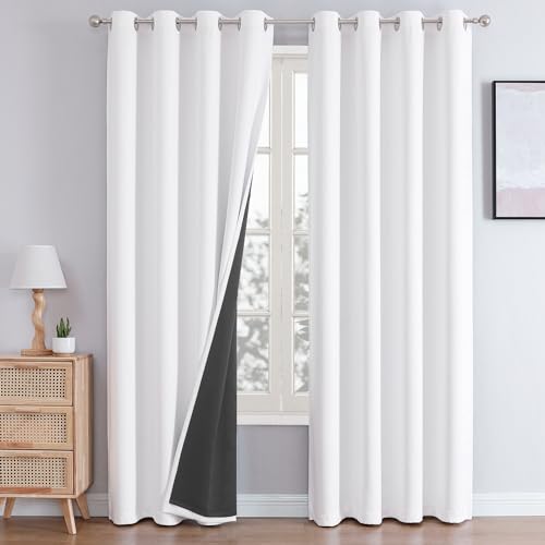 Best Blackout Curtains for Bedroom: 9 Top Picks for Better Sleep After 50 7 ChrisDowa White 100% Blackout Curtains for Bedroom with Black Liner, 2 Thick Layers Total Blackout Thermal Insulated Grommet Window Curtains 2 Panels Set (Pure White, 52 x 84 Inch)