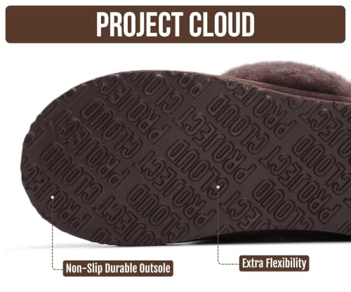Image of Project Cloud Genuine Leather Slippers for Women with Genuine Fur Lining, Non-Slip Indoor /Outdoor Clog Mule Slippers, Memory Foam Insole