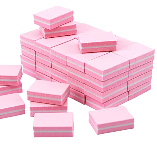 REQAG 30 Piezas Bloque de Lima Para Uñas Taco Pulidor Uñas Doble Cara Grano 100/180 Bloque Pulido Uñas Profesional Lima Pulidora Uñas Lavable para Uñas Gel y Acrílico, Rosa
