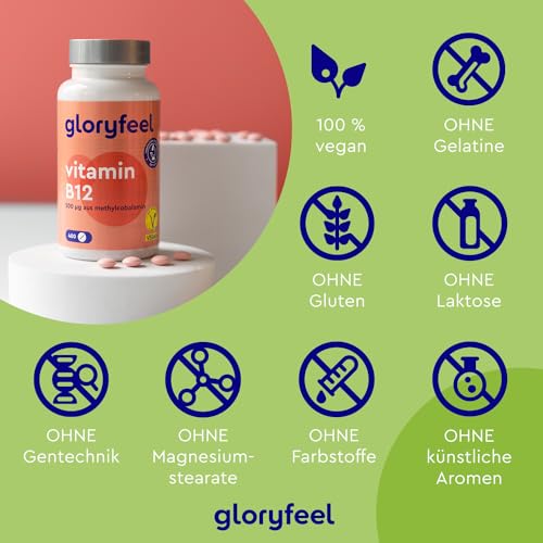 Vitamin B12 Vegan - 400 Tabletten (+1 Jahr) - 500µg B12 Methylcobalamin - Gegen Müdigkeit und Erschöpfung* - Hochdosiert, laborgeprüft, ohne Zusätze & Folat in Deutschland hergestellt