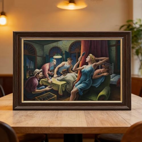 Toile Poker Night Thomas Hart Benton cadre à suspendre 50x76 cm - 6