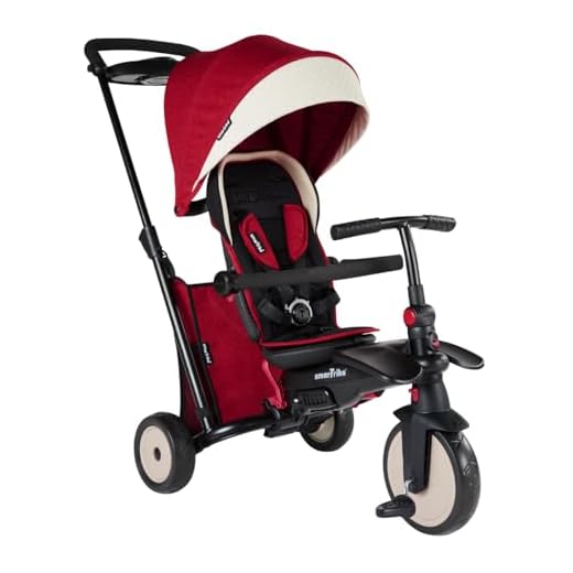Smart Trike STR5 trehjuling vikbara barn med certifiering barnvagn för 1,2,3 år – trehjuling med flera steg 7 i 1 (röd)