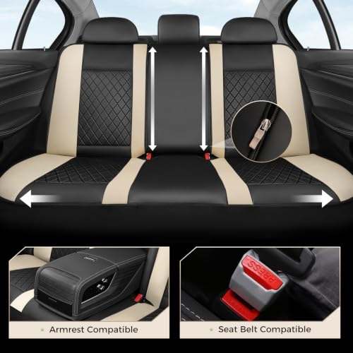 Image of Coverado Car Seat Covers Full Set, Automotive Front and Rear Seat Covers with Backrest, Nappa Leather Car Seat Protectors Waterproof, Universal for Most Vehicles