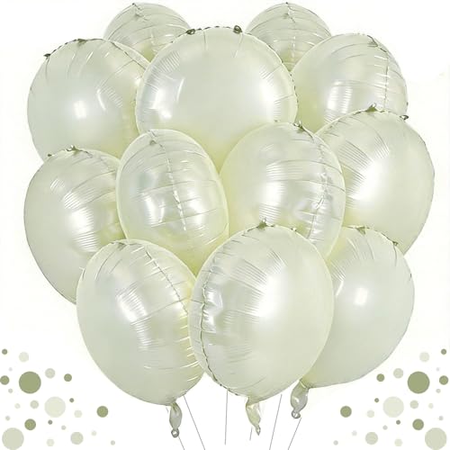Ballons ronds en mylar TONIFUL blanc crème de 45,7 cm pour hélium en lot de 30 pièces