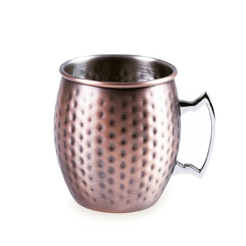 LACOR - 62185 - Taza Moscow Mule, Taza para Cóctel, Cóctel Moscow Mule, Mango egonómico, Diseño Vintage, Revestimiento Cobre Mate, Acero inoxidable 18/10, 480 ml