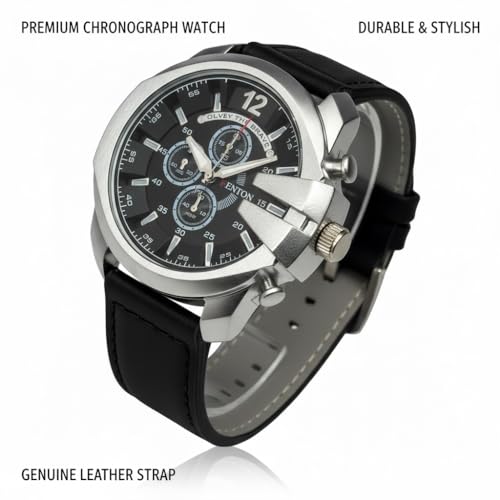 Image of Modern Armor Chronograph Wrist Watch for Men | Heavy Dial Stylish Analog Watch | Premium Black Metal Strap | Available in Black & White Dial inch
