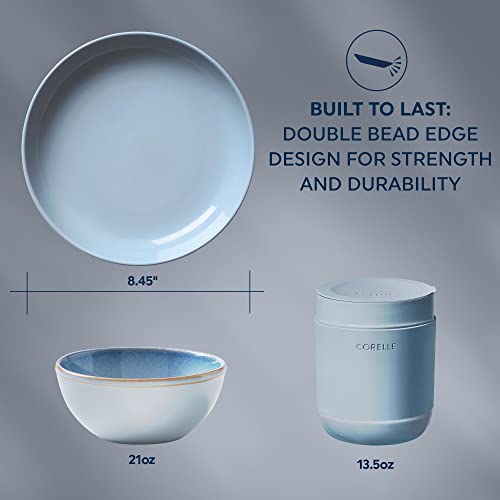 image for Corelle Stoneware Dinnerware Set, Handmade Reactive & Solid Glazed Cer