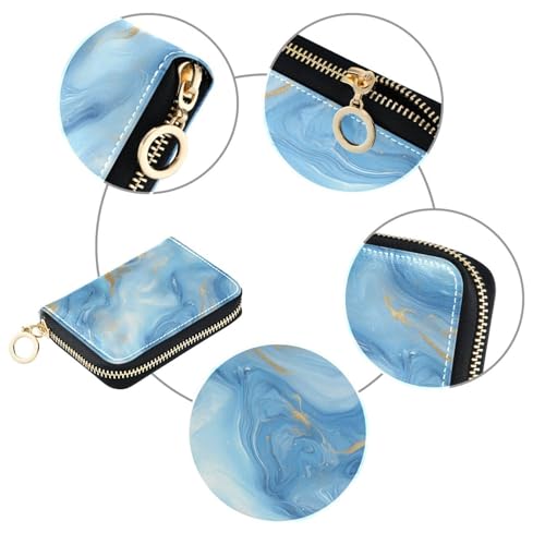 Blue Marble Women's Card Holder Wallet Durable PU Leather with RFID Blocking Full-Zip Security 11 Slots in Mini Size, Ideal for Purse Travel or Daily Organization3
