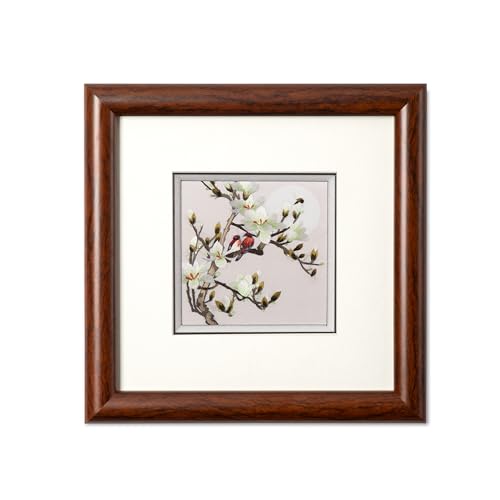 Ebherys Hunan Embroidery Art,Boatyard, Framed Hand Embroidery Artwork, Chinese Traditional Cutlture,Intangible Cultural Heritage Handmade Wall Art… (Magnolia under the Moon)