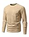 JMIERR Men's Long Sleeve Shirts Casual Crew Neck Old Money Pullover Christmas Sweater 2026 Spring Summer Clothes with Pocket, 2XL, Khaki