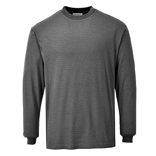 Portwest FR11GRRXL FR Anti-Static Long Sleeve T-Shirt, X-Large, Grey