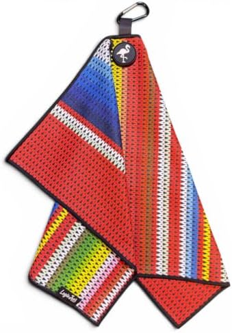 Logie Joe's Fiesta Stripe Golf Towel | 24” x 16” Microfiber Towel | Magnetic Clip & Carabiner | Premium Golf Accessory image 4