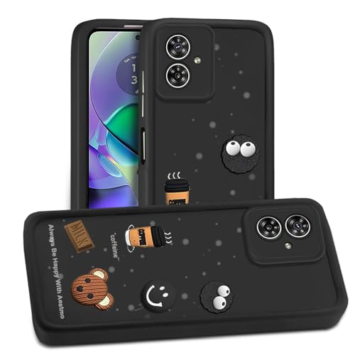 Image of AESTMO Back Case Cover for Motorola Moto G54 5G Cover | Cute Fun Cartoon 3D Ball | Coffee Silicone Case | Full Body Protection | Camera Protection Back Cover for Motorola Moto G54 5G (Black)