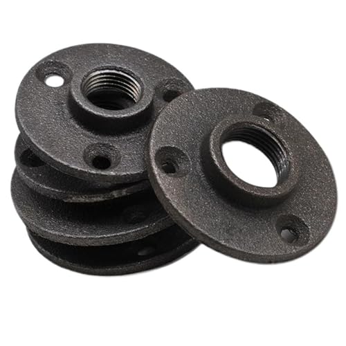 Brida Decorativa De Hierro Maleable For Suelo/pared, Color Negro, De 3/4', For Tubería De Hierro Fundido Maleable, Con Orificio Roscado BSP.