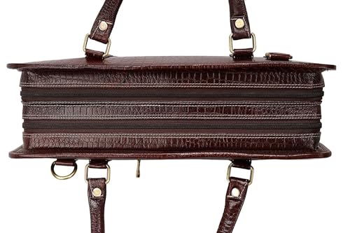 Image of HYATT Leather Accessories 16 Inch Full Grain Natural Leather Laptop Messenger & Shoulder Bags For Men 24 Litres Capacity Upto16 inch Laptop Compartment Dimension-L-16 X H-12 X W-4 Inch Weight-1 KG