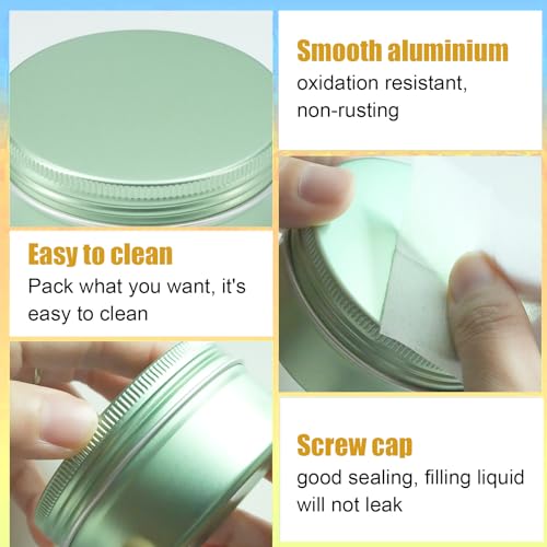 4oz Aluminum Tins with Lids, 24 Pack Round Tins for Salves, Spices, Lotion Bars or Balms (Pale Green)4