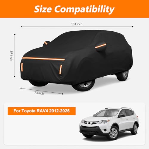 Image of Car Cover for Toyota RAV4 2012-2025 XA30 XA40 XA50 Waterproof PEVA Cotton Lining Outdoor Cover Windproof UV Protection with Door Zipper & Wind Straps