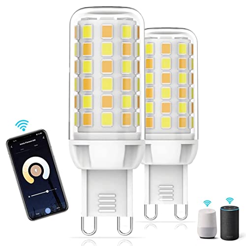 G9 LED Glühbirne Mehrfarbrige Alexa Smart Lampe, WLAN G9 LED Dimmbar Birne 3W LED Leuchtmittel Ersatz 40W G9 Halogen Lampen, Smart Home Alexa Zubehör, 320LM, Kein Flimmern, LED G9 Alexa Licht Cover