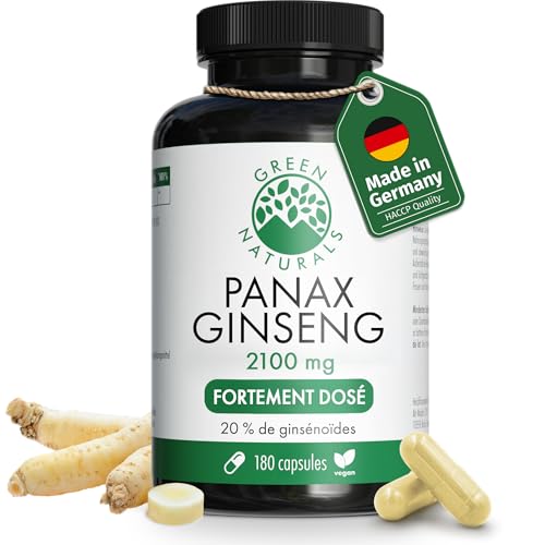 Panax Ginseng - Hautement dosé: 2100mg de Panax Ginseng & 20% de ginsénoïdes par dose journalière - Végétalien - 2 mois d'approvisionnement - Green...