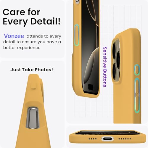 Image of Elzzi Microfiber Logo Cut Cover Compatible for iPhone 16 Pro Case Liquid Silicone Cases 4 Layer Protective Covers Shockproof Back Cover with High Raised Camera Lips (Golden)
