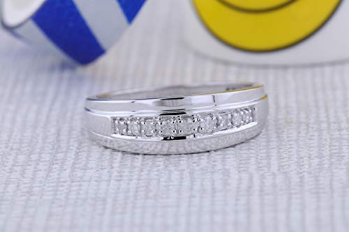 Dazzlingrock Collection 0.23 Carat (Ctw) Round Nine White Diamond Mens Groom Traditional Wedding Anniversary Band 1/4 Ct | 925 Sterling Silver, Size 8.5 #TOP1