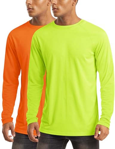 MAGCOMSEN 2 Pack Men's Long Sleeve Shirts Sun Protection UPF 50+ UV SPF Dry Fit T-Shirt for Swim Athletic