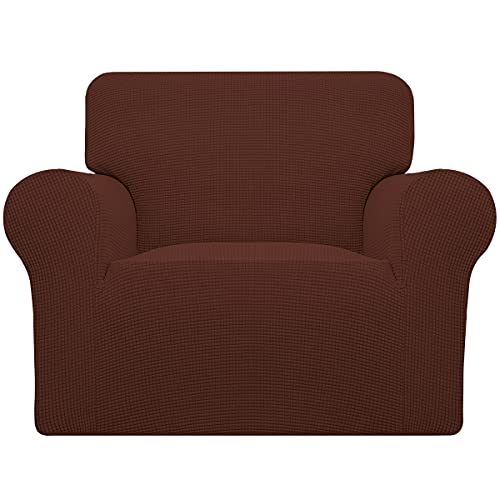 Image of Easy-Going Stretch Oversized Chair Sofa Slipcover 1-Piece Couch Sofa Cover Furniture Protector Soft with Elastic Bottom for Kids Spandex Jacquard Fabric Small Checks Coffee