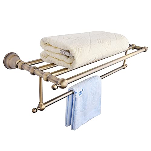 Porte-serviettes de bain étagère murale bronze antique rustique