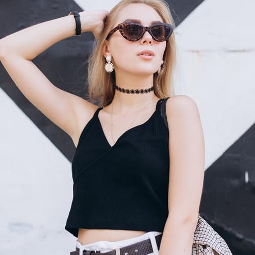XLIUAX 6 Stück Choker Kette Damen, Schwarz Velvet Choker Halskette Verstellbare Klassische Kropfband Schmuck Gothic Lace Klassische Chokers für Dancing Halloween Geburtstag Party Cosplay