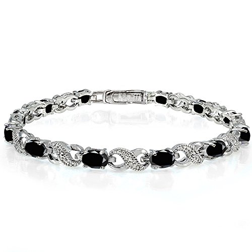Ice Gems Sterling Silver Genuine or Created Gemstone Infinity Tennis Bracelet