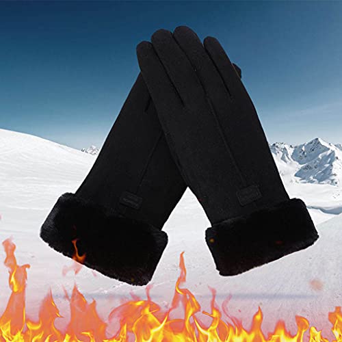 oshhni Luvas femininas macias para outono, luvas à prova de vento, luvas de tela de toque de inverno